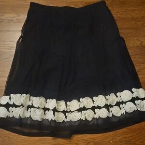 EUC Doncaster Elegant Black Skirt with White Floral Accents